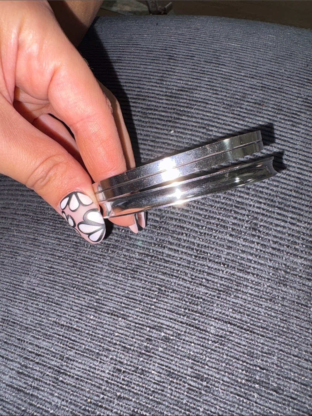 19-Stainless steel Silver Metal Stackable Bangle Bracelet - Women Accessories